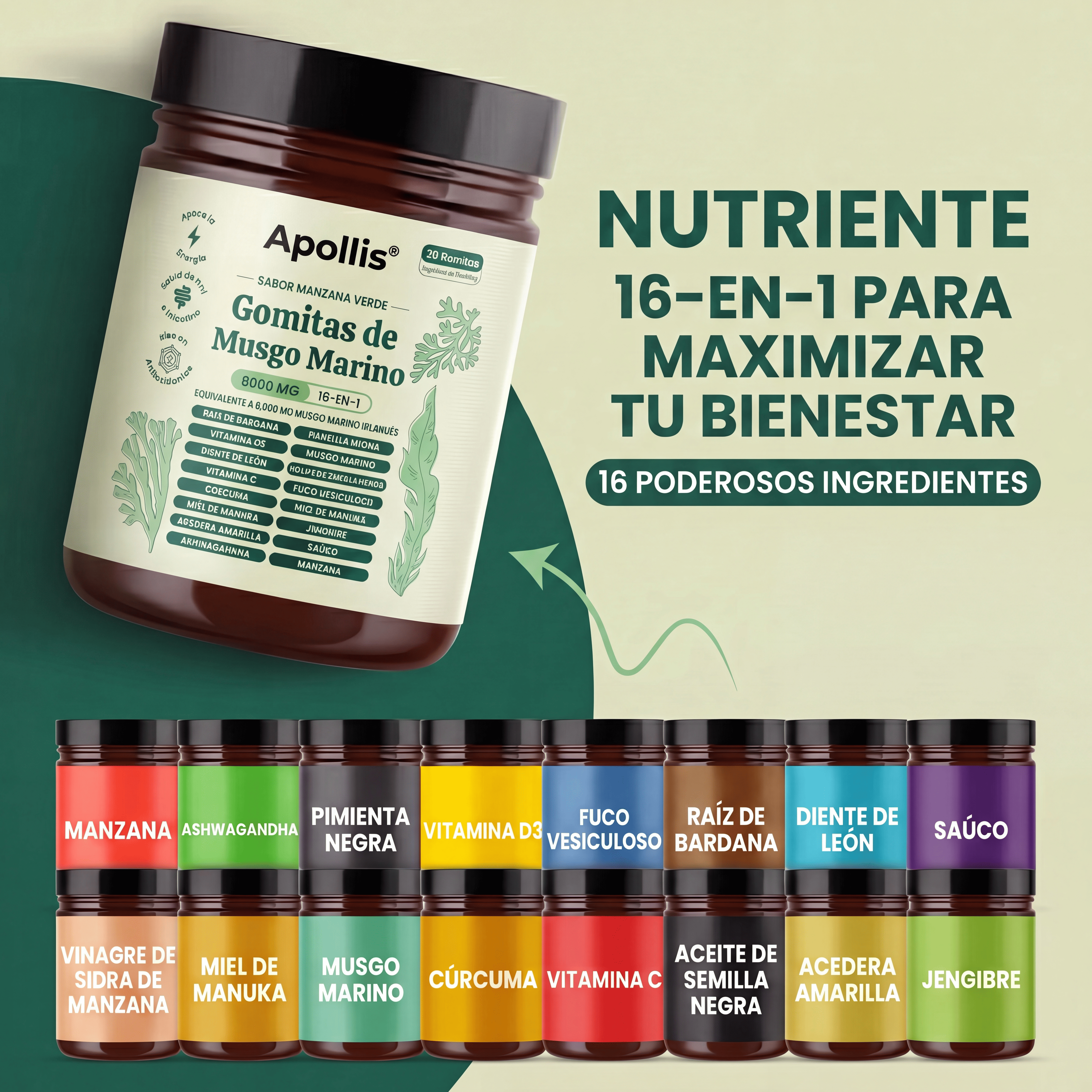 Apollis - Gomitas de Musgo Marino 16-en-1